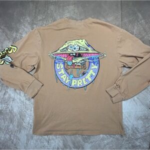 H&M Men's Unisex M  Sponge Bob Long Sleeve Brown T Shirt